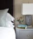 modern style bed and bedside table bedroom interior design from hampshire country house project