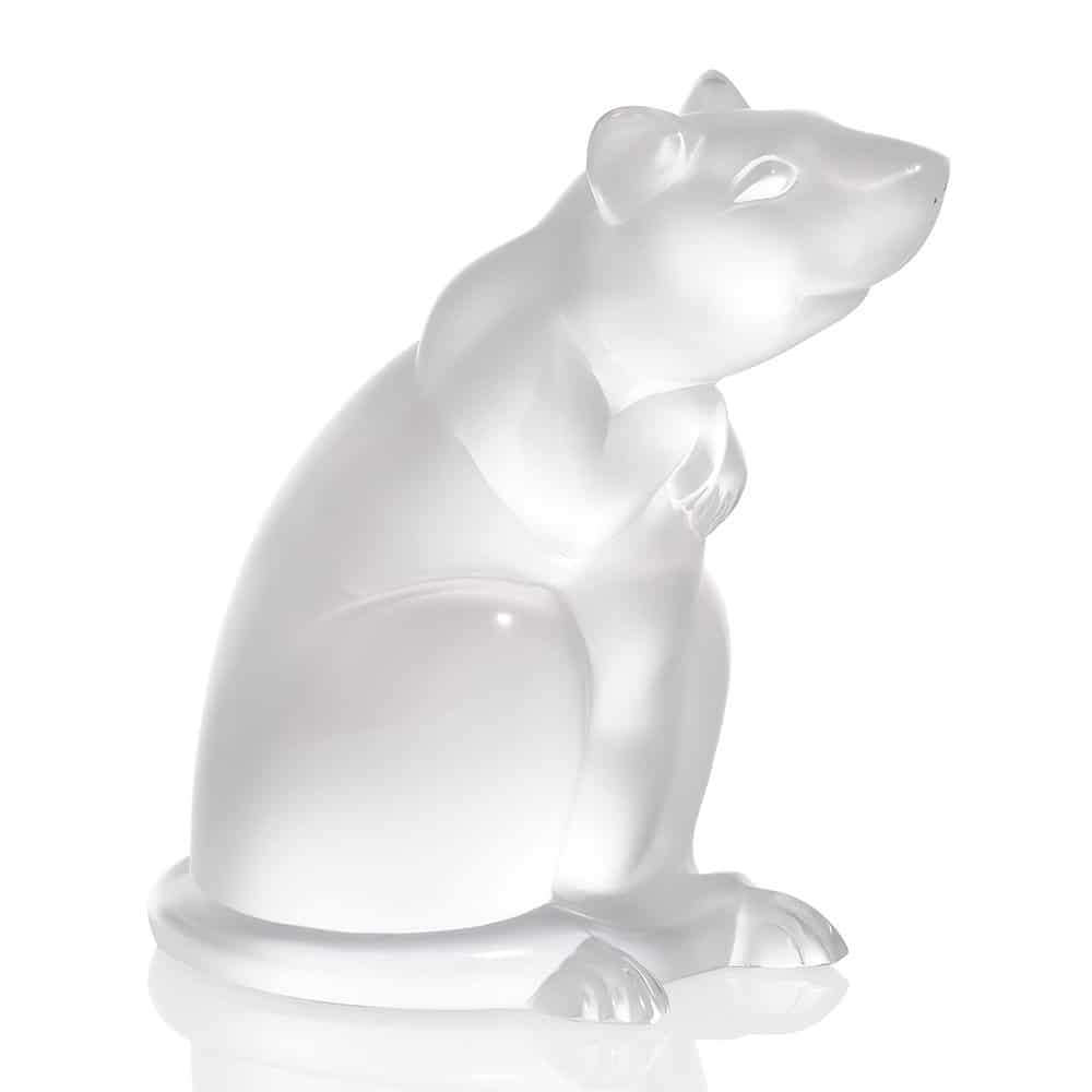 Lalique rat sculpture in clear crystal